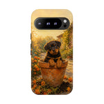 Rottweiler Puppy in Flower Pot Tough Case | Floral Dog Phone Cover