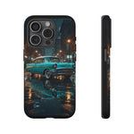 Vintage Teal 1957 Bel Air Classic Car Tough Case | Retro Rainy City Phone Cover