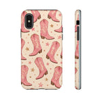 Pink Cowboy Boots phone case | Western pattern | Pastel stars