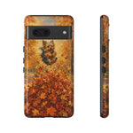 Yorkshire Terrier Jumping in Autumn Leaves Tough Case | Fall Dog Phone Cover