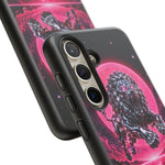 Chrome Lion Phone Case, Neon Grid Katakana Pride Tough Cover