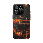 Orange Cuda Phone Case, Rainy City Night Muscle Car Tough Cover