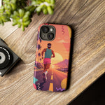 Retro Runner Sunset phone case | 80s Vaporwave jogging design