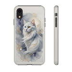 Turkish Angora Cat White Silk Portrait Art Tough Phone Case