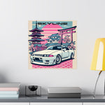 Skyline R32 Poster JDM Drift Car Japanese Sunset Retro Tokyo Wall Art