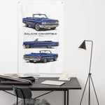 1963 Galaxie Convertible Blue Banner 34x56 Garage Man Cave Wall Decor Gift