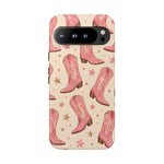 Pink Cowboy Boots phone case | Western pattern | Pastel stars