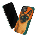 Siamese Cat Retro Halftone Portrait Case - Orange Teal Print