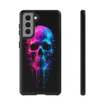 Neon Glitch Skull Phone Case, Dripping Paint Scanline Cover