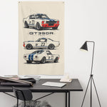 1965 GT350R Race Car White Blue Banner 34x56 Garage Man Cave Wall Decor