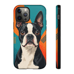 Boston Terrier Pop-Art Portrait Tough Phone Case - Teal Orange