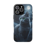 Russian Blue Cat Silver Moonlight Art Tough Phone Case
