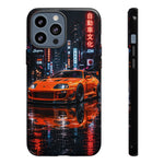 Orange Supra Phone Case, Neon City Night JDM Sports Car Tough Cover