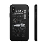 White FC RX7 Phone Case, Rotary JDM Infographic Spec Cover