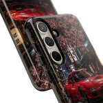 Red FD RX-7 Blossom Alley Tough Phone Case - Rain-Slicked Night