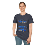 Blue 1966 GTO Muscle Car Trio Illustration T-Shirt | Classic Auto Shirt
