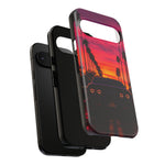 Matte Black Challenger Sunset Tough Phone Case - Palm Silhouette