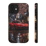 Red FD RX-7 Blossom Alley Tough Phone Case - Rain-Slicked Night