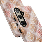 Silk Rose Phone Case, Blush Pink Floral Pattern Tough Cover, Gift