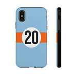 Copy of Blue Orange Number 20 Retro Racing Stripe Tough Phone Case Cover