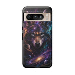 Cosmic Wolf Phone Case, Galaxy Nebula Portrait Tough Cover, Gift