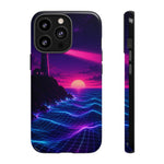Neon Lighthouse Grid Ocean Art Tough Phone Case