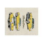 1955 Yellow Chevy Bel Air Illustration Blanket | Vintage Car Throw