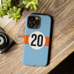 Copy of Blue Orange Number 20 Retro Racing Stripe Tough Phone Case Cover