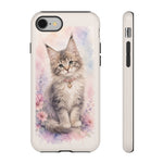 Maine Coon Watercolor Heart Phone Case Watercolor Kitten Art Gift