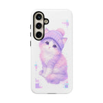 Pastel Cat Beanie Phone Case, Glitch Color Block Cover, Gift