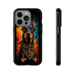 Doberman Bandana Portrait Tough Phone Case - Color Splash