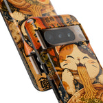 Ramen Cat Phone Case, Slurping Noodles Folk Art Cover, Gift