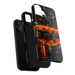 Orange Daytona Phone Case, Rainy City Night Muscle Car Tough Cover