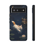 Turkish Van Swimming Cat Tough Case | Whimsical Night Pond, Lily Pads, Ducks
