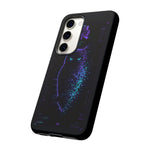 Glitch Owl Silhouette Art Tough Phone Case - Violet Teal