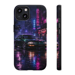 Neon City Night Prelude JDM Car phone case | Vaporwave rainy street