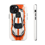 Z06 C8 Phone Case, White Top-Down Painterly Stripe Cover