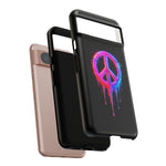 Glitch Peace Sign Phone Case, RGB Melt Digital Art Tough Cover, Gift