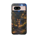 Moonlit Garden Cat Phone Case, Firefly Painterly Art Cover