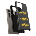 C8 Phone Case Yellow, Three-View Vector Cover, Gift for Vette Drivers