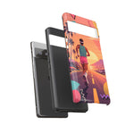 Retro Runner Sunset phone case | 80s Vaporwave jogging design