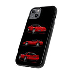 C4 Corvette Art Phone Case Red, Three-View Vector Cover, Gift