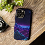 Retro Neon Mountains Phone Case | Vaporwave Galaxy Landscape