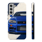 R34 Skyline GT-R Bayside Blue Tough Phone Case for 90s JDM Fans