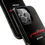 Red C7 Z06 Phone Case for Chevy Sports Car Enthusiasts, Tough Cover