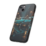 Vintage Teal 1957 Bel Air Classic Car Tough Case | Retro Rainy City Phone Cover