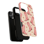 Pink Cowboy Boots phone case | Western pattern | Pastel stars