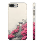 Pink Azalea Mountain Stairs Phone Case Japanese Zen Tough Case