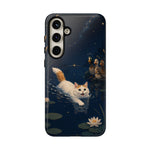 Turkish Van Swimming Cat Tough Case | Whimsical Night Pond, Lily Pads, Ducks
