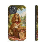 Cocker Spaniel Picnic Scene phone case | vintage dog art